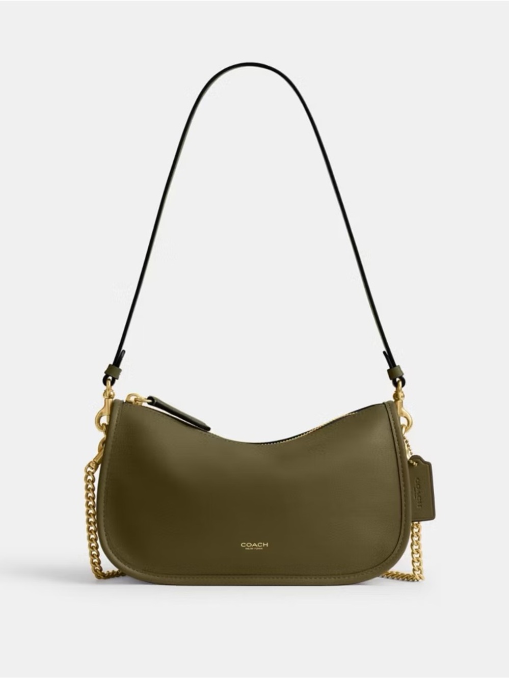 Coach Olive Waverly Leather Shoulder Bag with Gold Chain